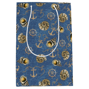 blue nautical pattern medium gift bag