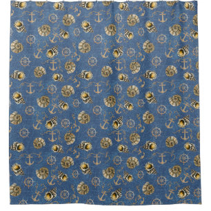 blue nautical pattern shower curtain