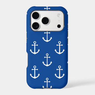 Blue Nautical Patterned White Anchor