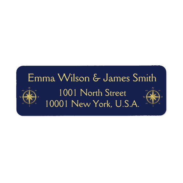 Blue Nautical Personalised Return Address Labels (Front)