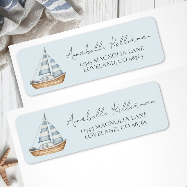Blue Nautical Return Address (Blue Nautical Return Address Label)