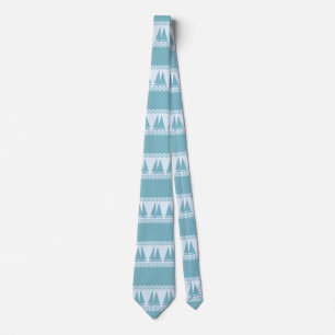 Blue Nautical Sailboat Coastal Stripes Tie