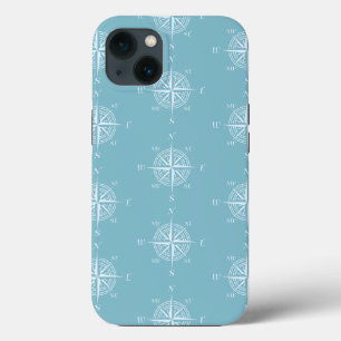 Blue Nautical Sailing Compass iPhone 13 Case
