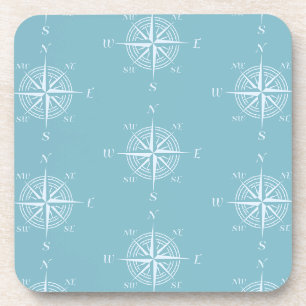 Blue Nautical Sailing Compass Coaster