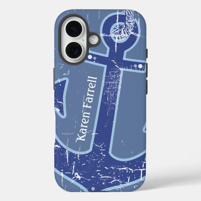 blue nautical sailor anchor personalised Case-Mate iPhone case (Back)