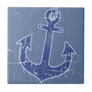 Blue Nautical Sailor Anchor Tile
