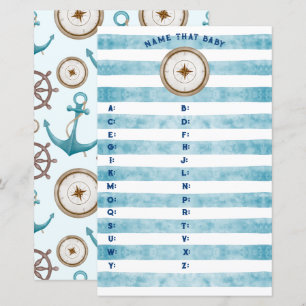 Blue Nautical Sailor Baby Shower Name That Baby