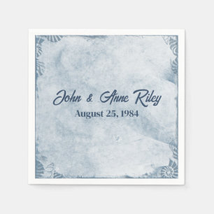 blue nautical seashell border napkin