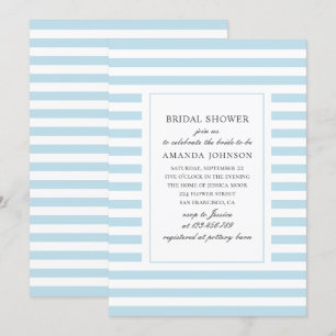 Blue nautical stripes. Striped bridal shower Invitation