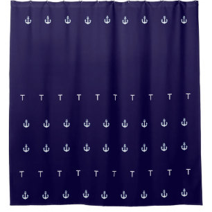 Blue Nautical, stylish & personalised anchor Shower Curtain