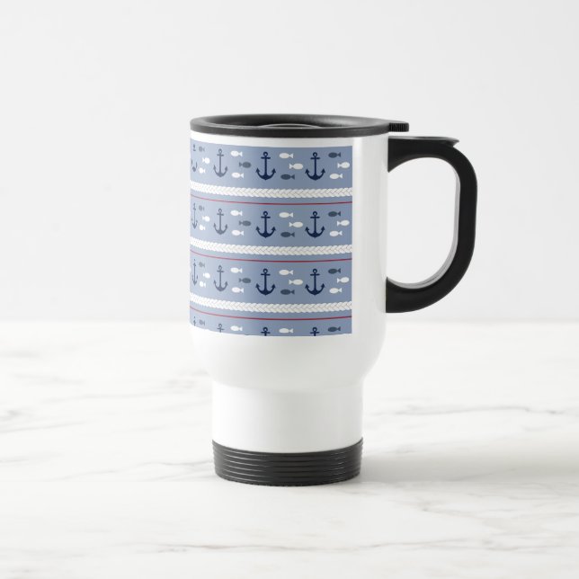 Blue Nautical Summer Travel Mug (Right)