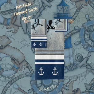 Blue Nautical Themed Bath Towel Set