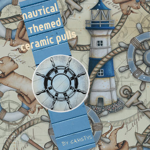 Blue Nautical Themed Ceramic Knob