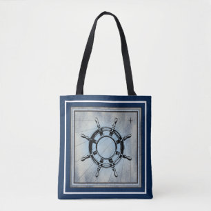 Blue Nautical Themed Tote Bag