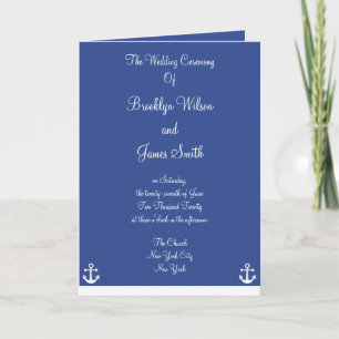 Blue Nautical Wedding Ceremony Programs Programme