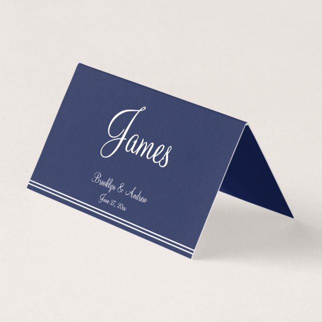 Blue Nautical Wedding Folded Table Seating Cards (Front)