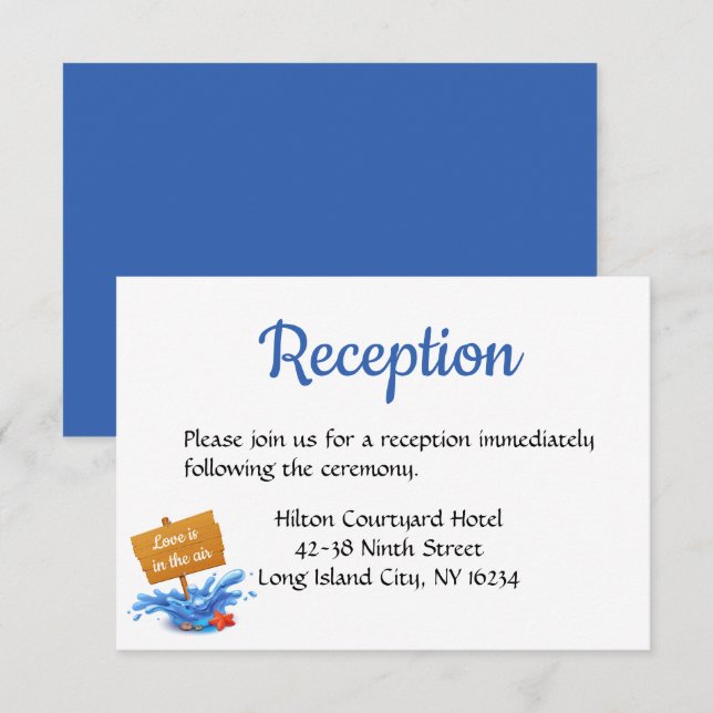 Blue Nautical Wedding Reception Beach Waves Summer Invitation (Front/Back)