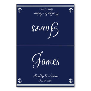 Blue Nautical Wedding Table Cards Seating Cards
