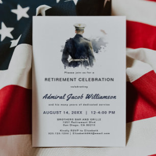 Blue Naval Silouette Retirement Invitation
