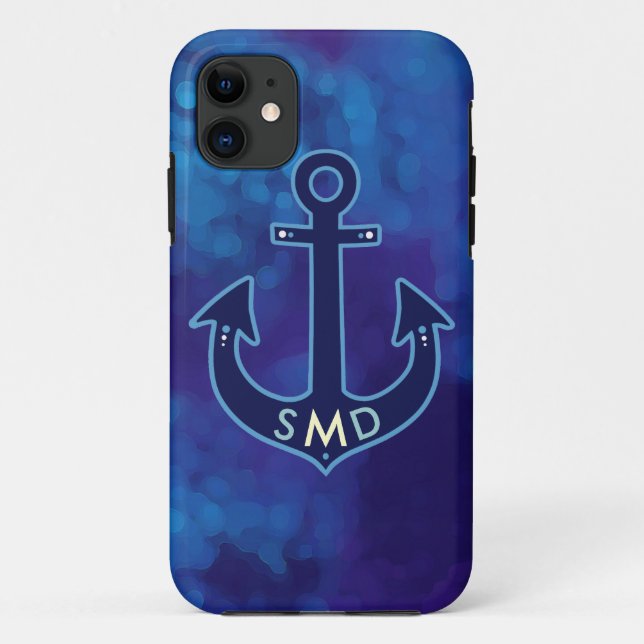 blue navy anchor personalised Case-Mate iPhone case (Back)