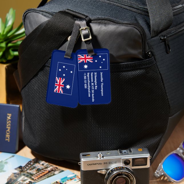 Blue Navy Australia Flag Australian Personalized Luggage Tag (Front & Back)