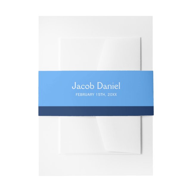Blue Navy Bar Mitzvah Invitation Belly Band (Front Example)