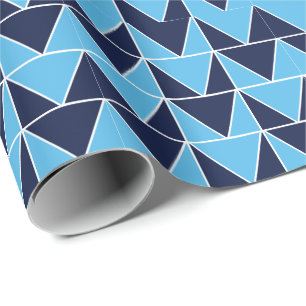 Blue Navy Blue Geometric Triangle Wrapping Paper