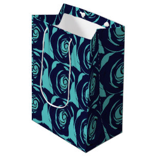 Blue Navy Blue Rose Flower  Medium Gift Bag