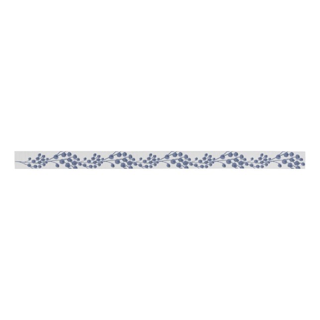 Blue Navy Botanical Grosgrain Ribbon (Front)