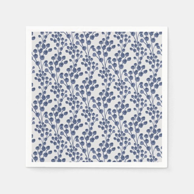 Blue Navy Botanical Napkin (Front)