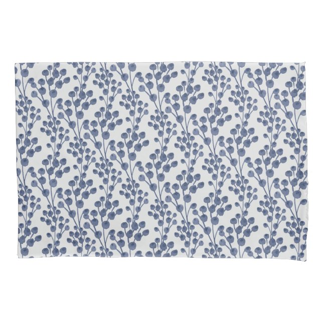 Blue Navy Botanical Pillowcase (Front)