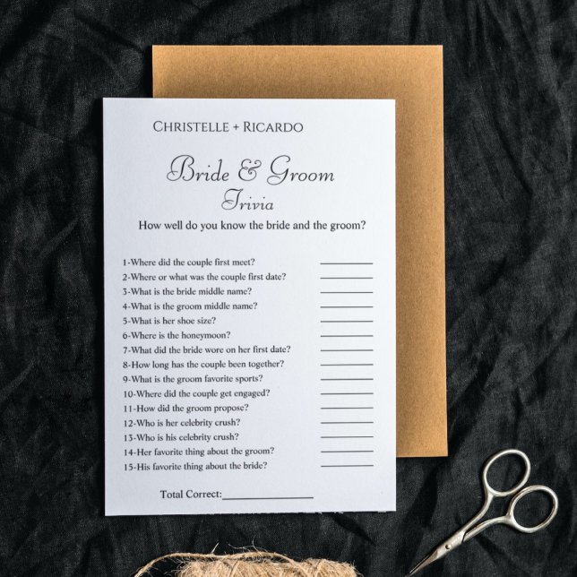 Blue navy bride & groom trivia bridal shower game announcement (Creator Uploaded)