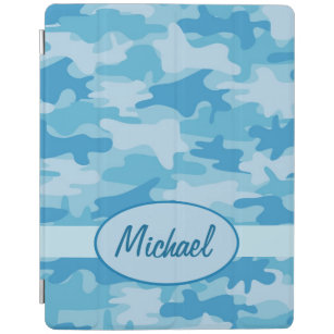 Blue Navy Camo Camouflage Name Personalised iPad Smart Cover
