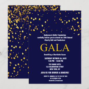 Blue Navy Charity Ball Corporate Fundraising Party Invitation