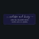 Blue navy elegant minimalist simple script wedding<br><div class="desc">Blue navy elegant script wedding label.</div>