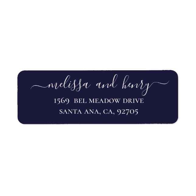 Blue navy elegant minimalist simple script wedding (Front)