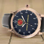 Blue navy Elegant Monogram couple names Watch<br><div class="desc">Personalized watch with the names of the bride and groom or the couple in love. This watch can be customized by changing the text with the name of the loved one or the wedding date. It can be an ideal gift for newlyweds or for silver or golden wedding anniversaries. Monogram...</div>