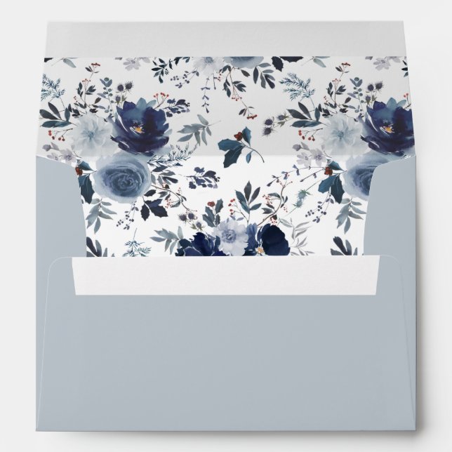 Blue & Navy Floral - Blue 2 Outside Envelope (Back (Bottom))