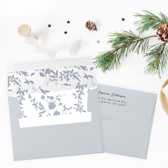 Blue & Navy Floral - Leaves Blue Grey Envelope (Creator Uploaded)
