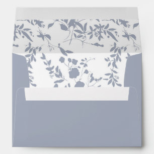 Blue & Navy Floral - Leaves Light Blue 2 Envelope