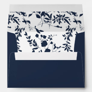 Blue & Navy Floral - Leaves Navy Blue all over Envelope