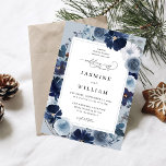 Blue & Navy Floral on Dusty Blue Wedding Invitation<br><div class="desc">Send your guests a beautiful wedding invitation with your beautiful Blue & Navy Floral on Dusty Blue Wedding Invitations.</div>