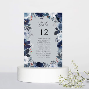 Blue &Navy Floral Table Number Seating Chart BGRAY