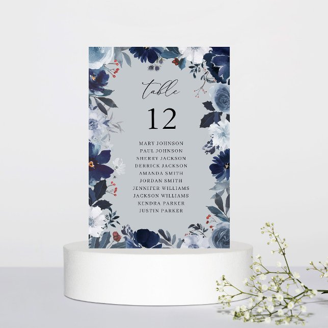 Blue &Navy Floral Table Number Seating Chart BGRAY (Creator Uploaded)