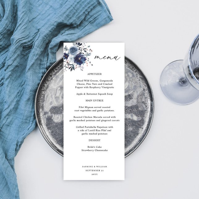 Blue & Navy Floral Tall Menu (Creator Uploaded)
