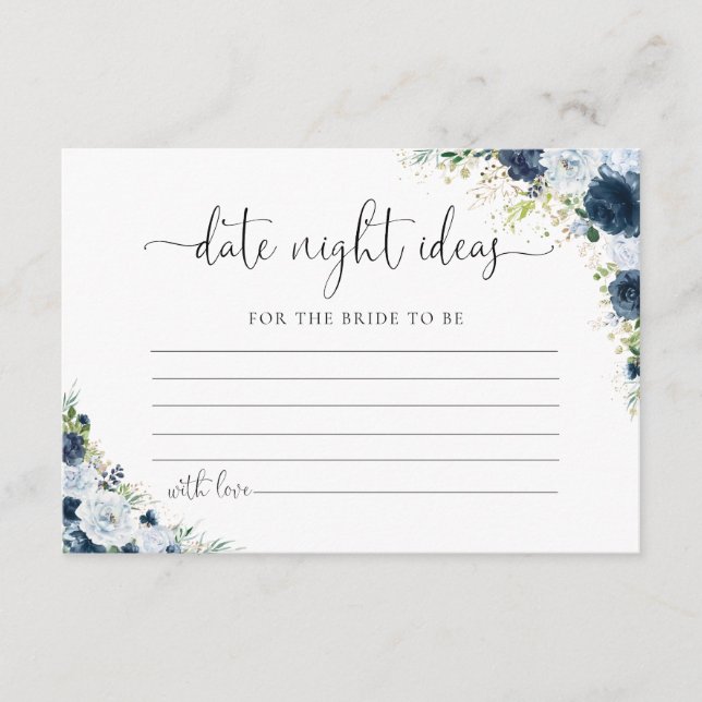 Blue Navy Floral Wedding Enclosure Card (Front)