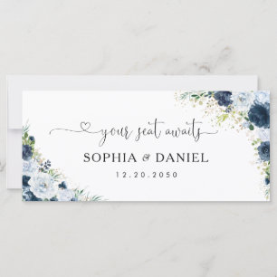 Blue Navy Floral Wedding Head Table Sign