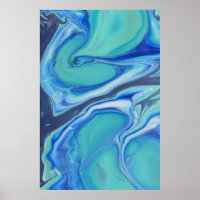 Blue Navy Fluid Abstract Modern Marble Swirl Art