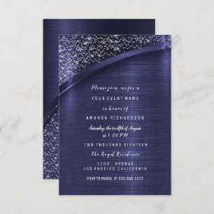 Blue Navy Glitter Bridal Shower Birthday Sweet 16t Invitation