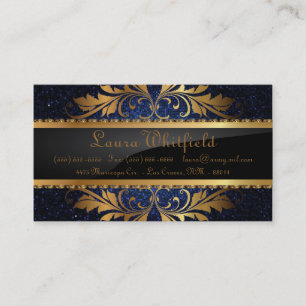 Blue Navy Glitter Sequin Disco Glitz Business Card